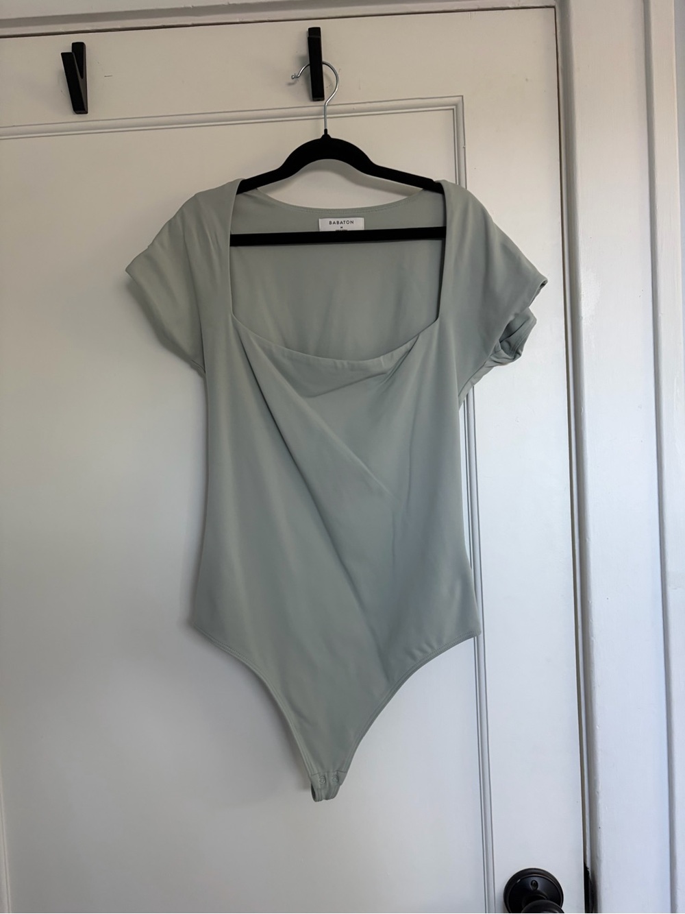 Babaton Blue-Green Square-Neck Bodysuit